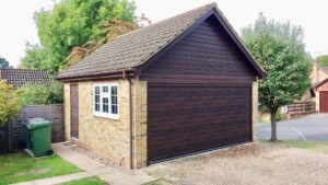 Detached garage with new sectional garage door