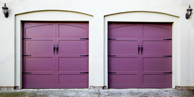 Violet coloured garage doors