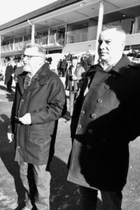 Black and White Photo of the Team Watching Lingfield Races